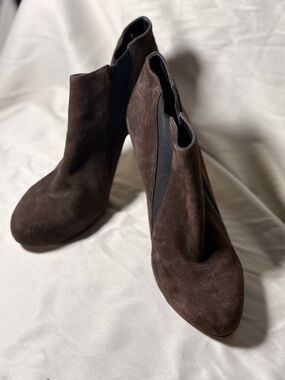 Saks Fifth Avenue Dark Brown Suede Ankle Booties